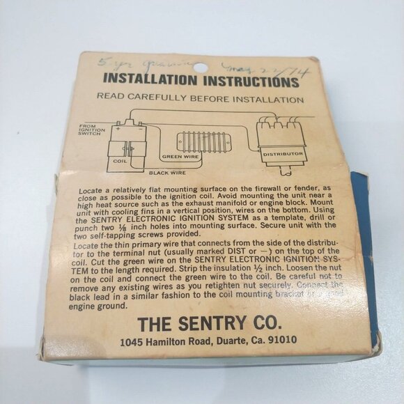 Vintage Sentry Electronic Ignition. 6or 12 volt 4,6,8‎ cyl. NOS - Picture 2 of 4
